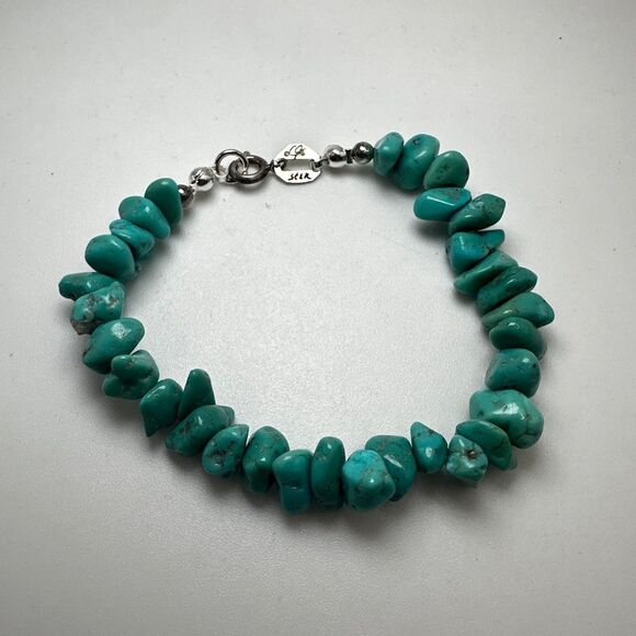 Revived Carolyn Pollack 7.5" turquoise chip bracelet in sterling silver! - Picture 5 of 10
